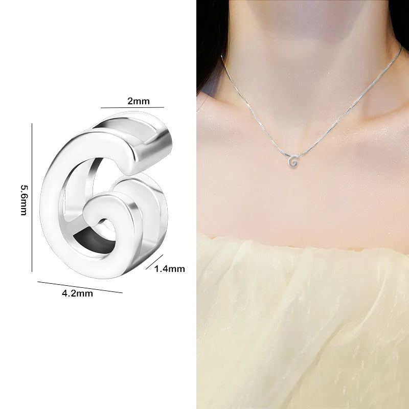 1PCS 925 Sterling Silver Letter Beads Silver Charms A-Z DIY Loose Initial Alphabe Letter Beads Fit Women Bracelet Making