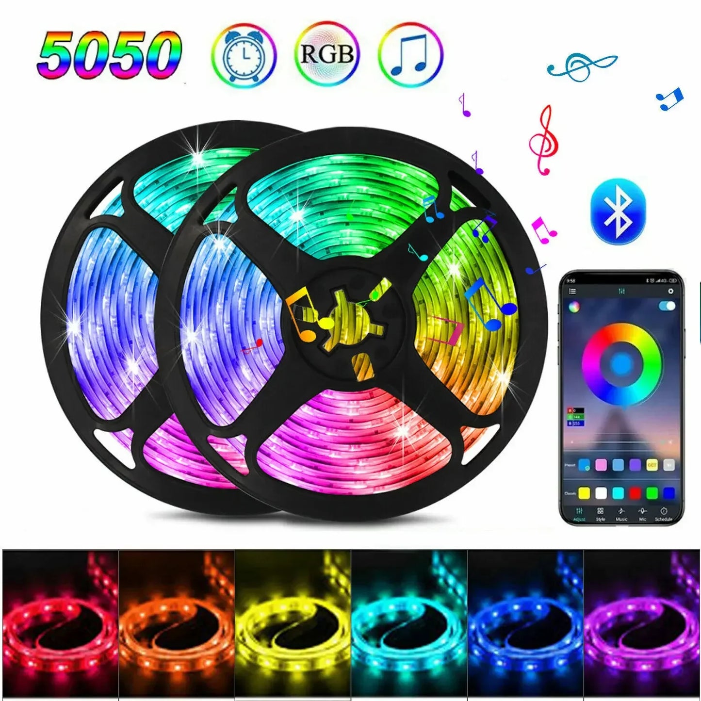 RGB LED Strip Light SMD 5050 USB Remote&APP Control Bluetooth Flexible Tape Diode Ribbon for TV Backdrop Living Room Bedroom