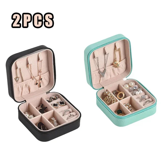 1PC Mini Fashion Travel Display Zipper Jewelry Storage Box Multifunctional For Necklace Bracelet Earrings Ring Storage Portable