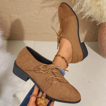 Plus Size Women's Shoes Spring Autumn New Style European Fashion Casual Front Lace Up Platform Shoes Rubber Sole Retro Design