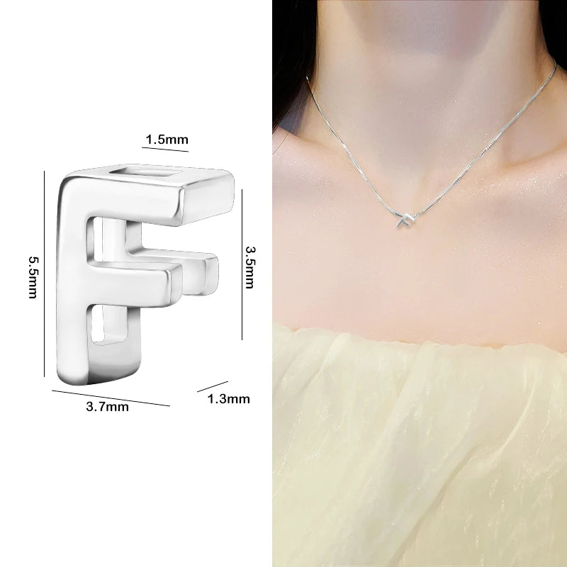 1PCS 925 Sterling Silver Letter Beads Silver Charms A-Z DIY Loose Initial Alphabe Letter Beads Fit Women Bracelet Making