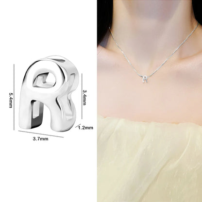 1PCS 925 Sterling Silver Letter Beads Silver Charms A-Z DIY Loose Initial Alphabe Letter Beads Fit Women Bracelet Making