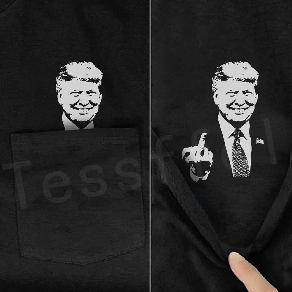 2020Newest NewFashion Donald Trump Pocket T-shirt Funny Harajuku Streetwear Summer Casual Cotton Tops Tees Short sleeve Shirt N1