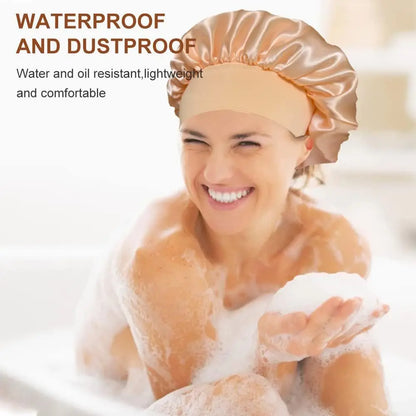 Wide-brimmed High Elastic Hair Band Female Pile Cap Autumn Lunar November Beauty Hair Care Hat Satin Nightcap