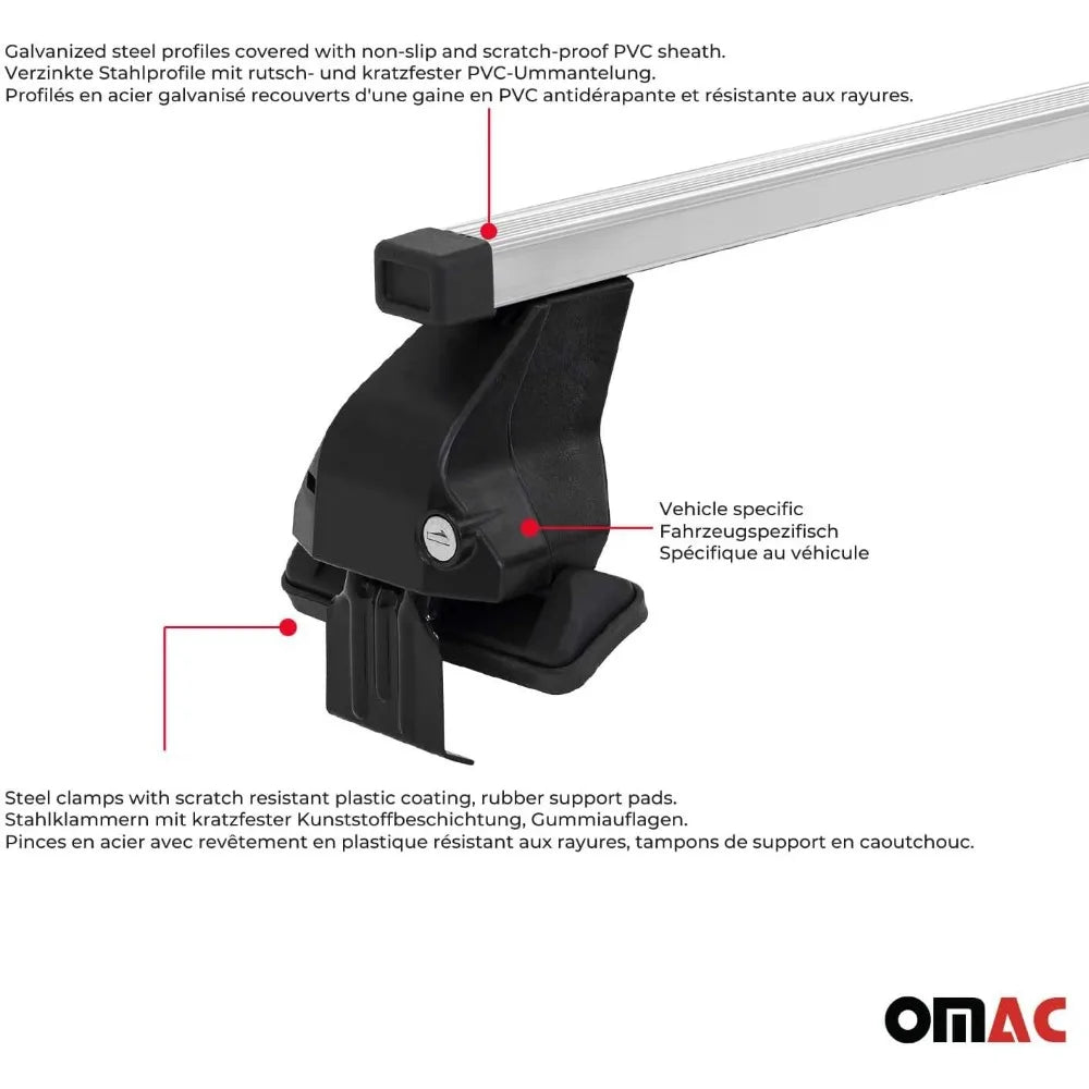 Smooth Roof Racks Cross Bars Carrier for Ford Fusion Sedan 2013-2020 Gray 2Pcs Anti-Theft for Travel Kayak Canoe Surf Ski Snowb