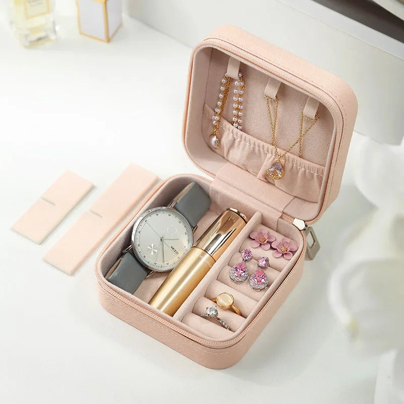 1PC Mini Fashion Travel Display Zipper Jewelry Storage Box Multifunctional For Necklace Bracelet Earrings Ring Storage Portable
