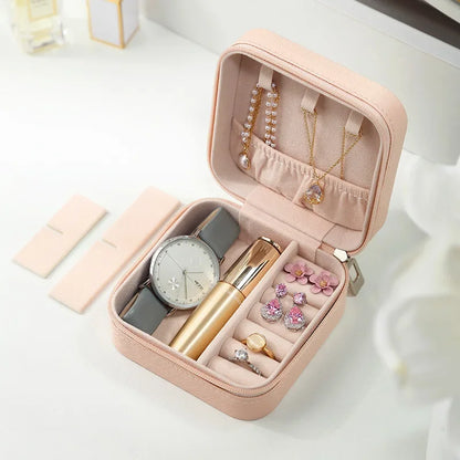 1PC Mini Fashion Travel Display Zipper Jewelry Storage Box Multifunctional For Necklace Bracelet Earrings Ring Storage Portable