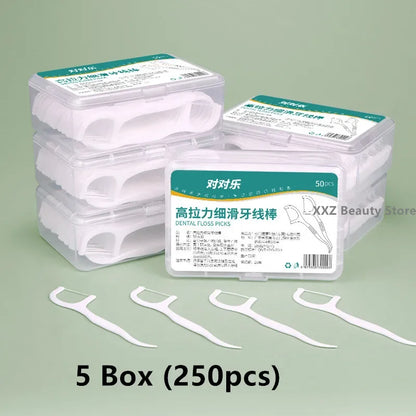 1/2/5/10 Box Portable Disposable Dental Floss Plastic Toothpick High-tension Dental Floss Stick Dental Floss Box ﻿Oral Care