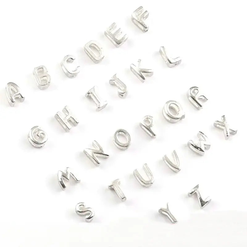 1PCS 925 Sterling Silver Letter Beads Silver Charms A-Z DIY Loose Initial Alphabe Letter Beads Fit Women Bracelet Making