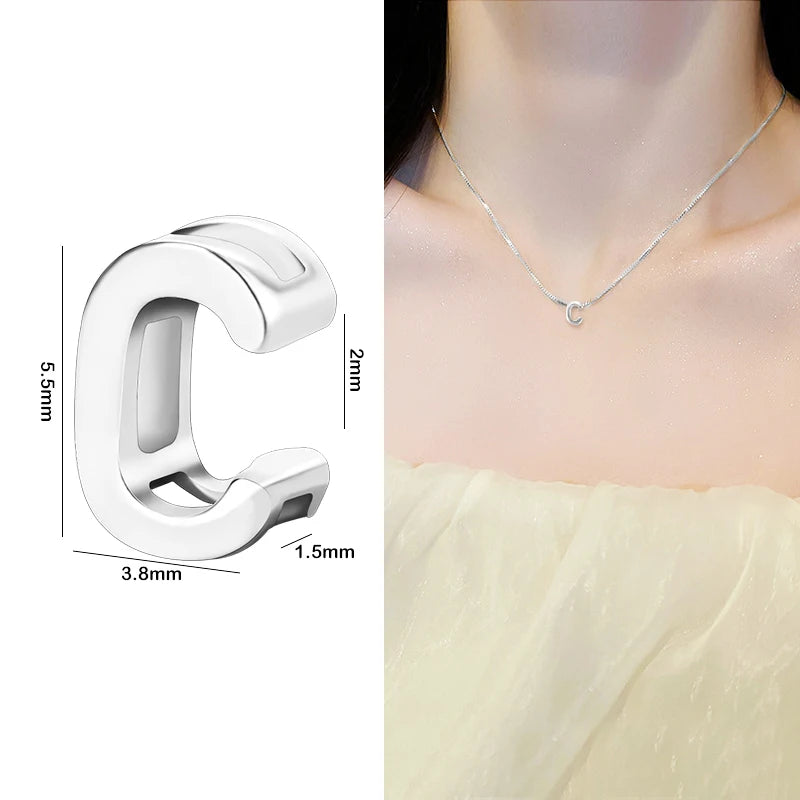 1PCS 925 Sterling Silver Letter Beads Silver Charms A-Z DIY Loose Initial Alphabe Letter Beads Fit Women Bracelet Making