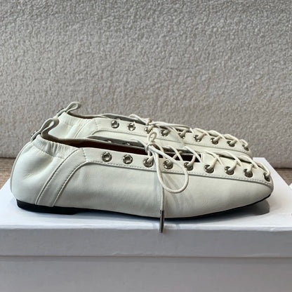 BAOGELAILAL2025S85 Spring/Summer New Flat Bottom Cross Strap Women's Low Heel Ballet Shoes Fashion Leather Single Shoes