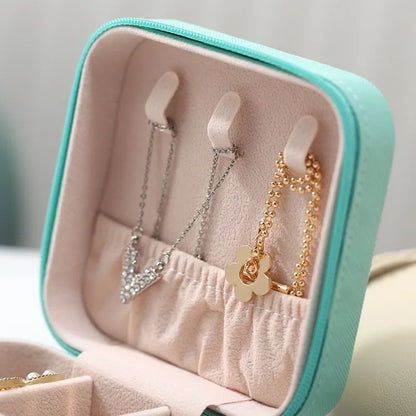 1PC Mini Fashion Travel Display Zipper Jewelry Storage Box Multifunctional For Necklace Bracelet Earrings Ring Storage Portable