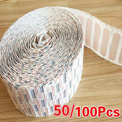 100Pcs Waterproof Breathable Cushion Adhesive Plaster Wound Hemostasis Sticker Band First Aid  Medical Gauze