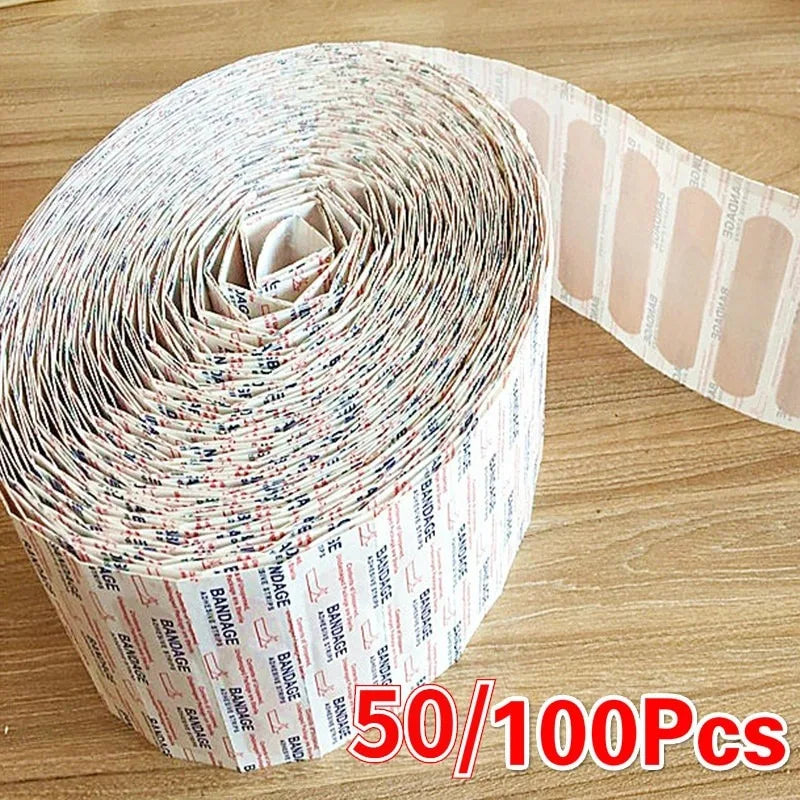 100Pcs Waterproof Breathable Cushion Adhesive Plaster Wound Hemostasis Sticker Band First Aid  Medical Gauze