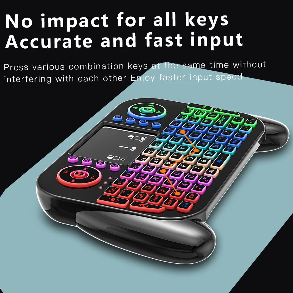 Mini Wireless Keyboard V8 2.4G Bluetooth 7 Color Backlit Portable Air Mouse Remote Control Touchpad for Android TV Box