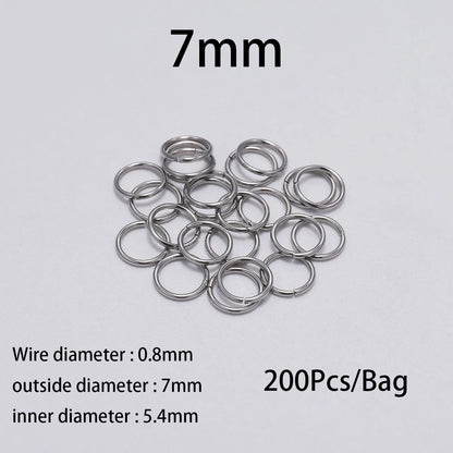 30-200Pcs 3-25mm Stainless Steel Split Ring Open Single Loops Jump Rings Connectors for DIY Jewelry Making Findings Accessories