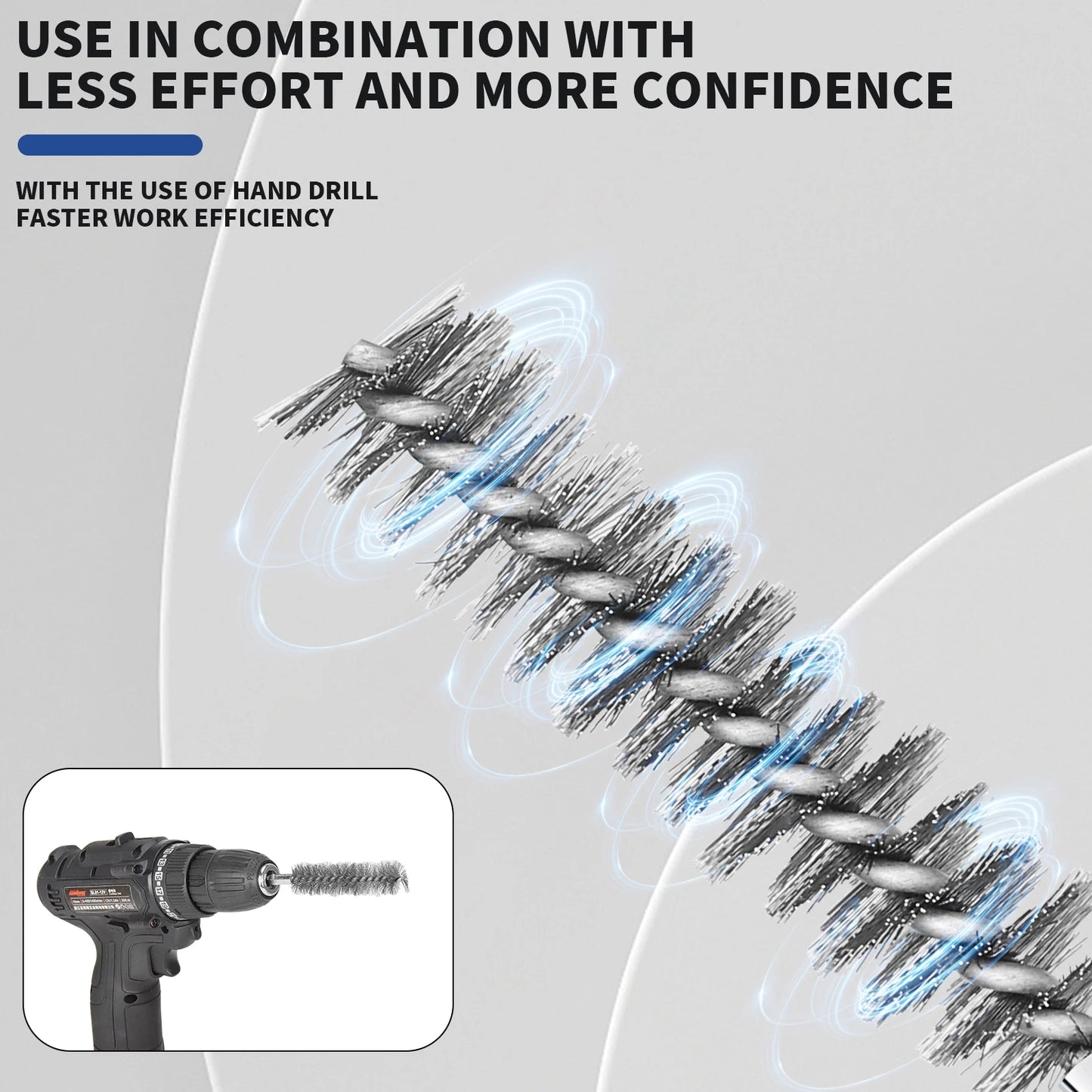 Wire Brush Drill Bore Cleaning Brush 1/4 " Hexagonal Handle Stainless Steel Brush for Anti-rust Cleaning of Pipe Ports 8-19mm