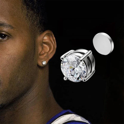 6 Pcset Crystal Strong Magnetic Ear Stud Clip Earrings for Men and Women Punk Round Zircon Magnet Earrings Non Piercing Jewelry