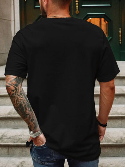 Durable] Men's Retro Cat Graphic T-Shirt - Black Short Sleeve Crewneck, 100% Cotton