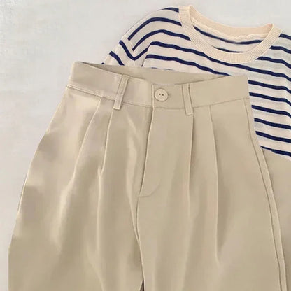 High Waist Women Suit Pants Fall Straight Office Ladies Korean Fashion Trousers Casual Button Loose Female Black Pants New 2024