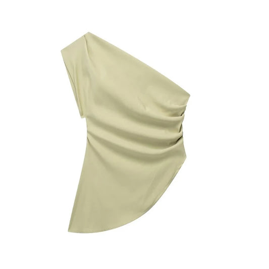 Asymmetric T-shirt New Women's Fashion Trend Spicy Girl Celebrity Temperament Off Shoulder Top