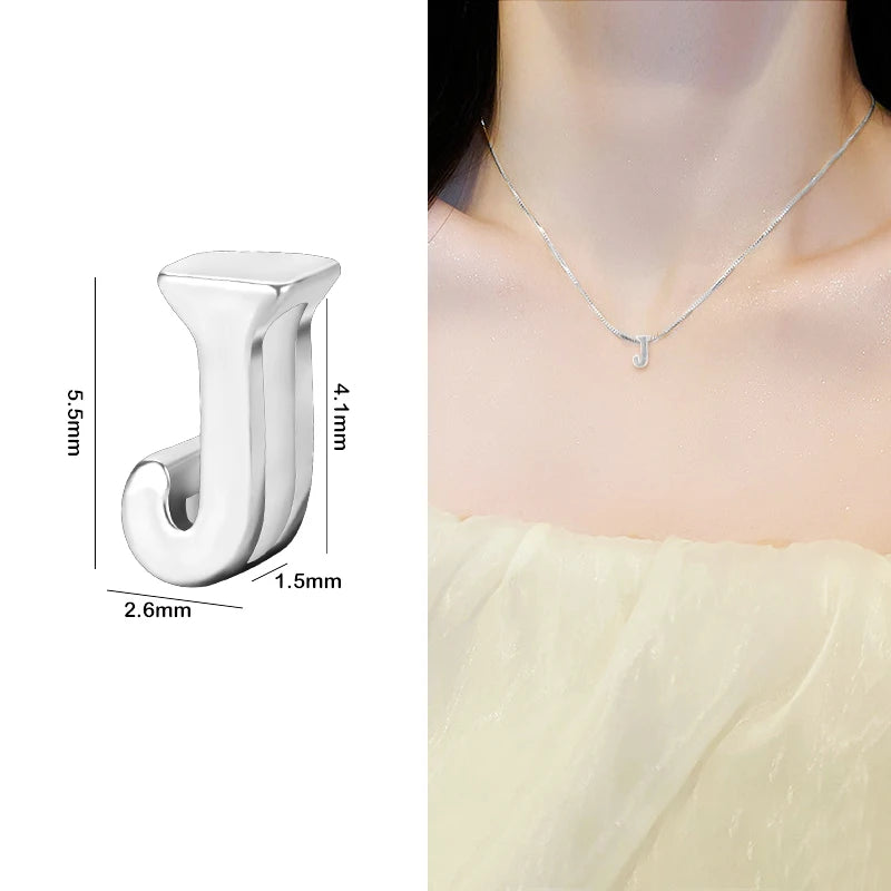 1PCS 925 Sterling Silver Letter Beads Silver Charms A-Z DIY Loose Initial Alphabe Letter Beads Fit Women Bracelet Making