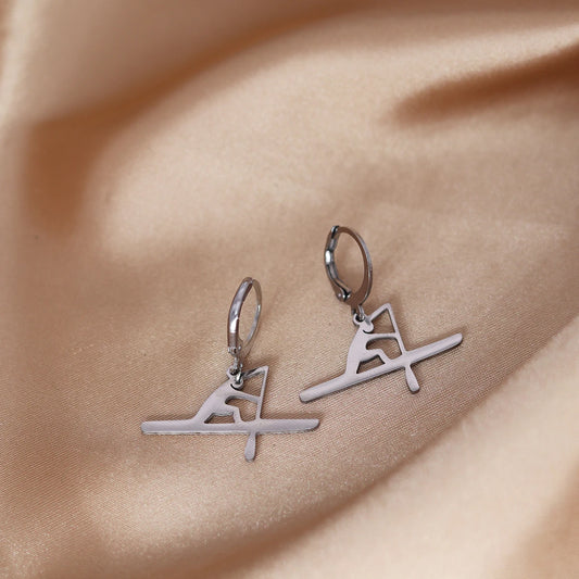 CHENGXUN Canoe Boat Earring Stainless Steel Sports Kayak Hoop Earrings Surfing Boat Jewelry for Men and Women