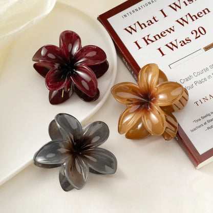 Gradient Frangipani Hair Clip Plumeria Hairpin Ins Style Ponytail Holder Barrette Sweet Shark Claws Party Hair Accessories