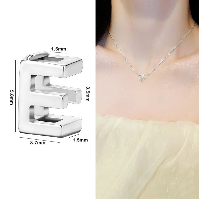 1PCS 925 Sterling Silver Letter Beads Silver Charms A-Z DIY Loose Initial Alphabe Letter Beads Fit Women Bracelet Making