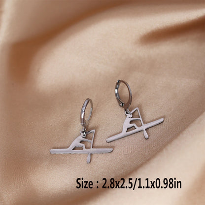 CHENGXUN Canoe Boat Earring Stainless Steel Sports Kayak Hoop Earrings Surfing Boat Jewelry for Men and Women