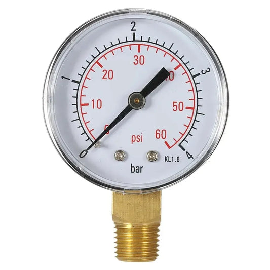1/4" NPT Thread 50mm 0~60psi 0~4bar Pool Filter Water Pressure Dial Hydraulic Pressure Gauge Meter Manometer