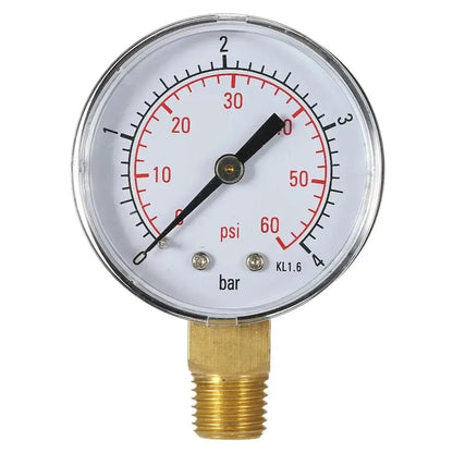 1/4" NPT Thread 50mm 0~60psi 0~4bar Pool Filter Water Pressure Dial Hydraulic Pressure Gauge Meter Manometer
