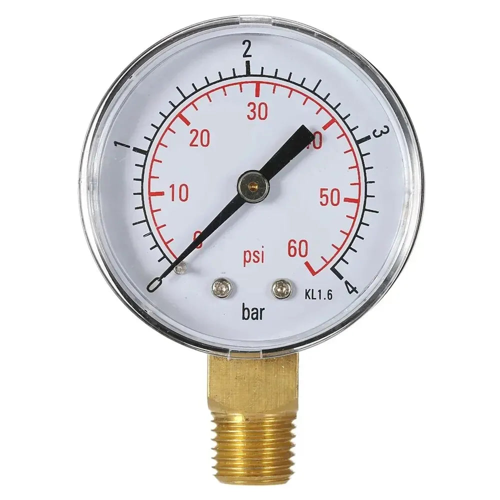1/4" NPT Thread 50mm 0~60psi 0~4bar Pool Filter Water Pressure Dial Hydraulic Pressure Gauge Meter Manometer