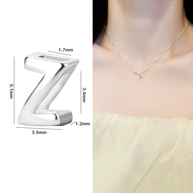 1PCS 925 Sterling Silver Letter Beads Silver Charms A-Z DIY Loose Initial Alphabe Letter Beads Fit Women Bracelet Making