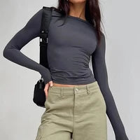 Women Short Sleeve T-shirts Causal O Neck Solid Slim Fit Tee Summer Sexy Basic Crop Top Simple T Shirt Female Y2K Tops Clothes