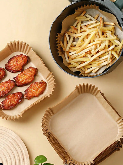 50Pcs/100 Pcs Disposable Air Fryer Paper, Baking Paper Bowl, Oven Paper Liner/Oil-Proof Non-Stick, Heat Resistant