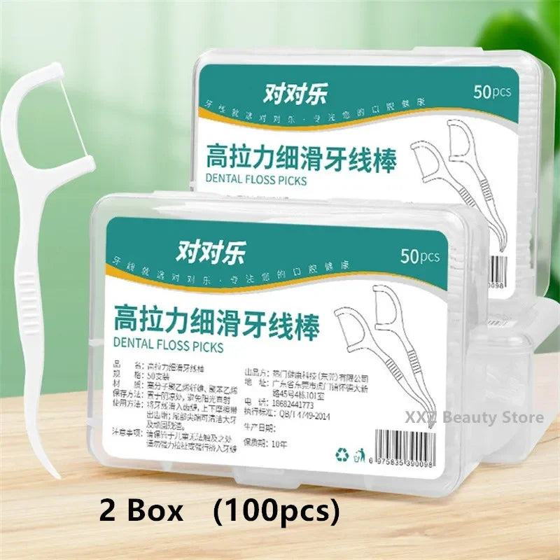 1/2/5/10 Box Portable Disposable Dental Floss Plastic Toothpick High-tension Dental Floss Stick Dental Floss Box ﻿Oral Care