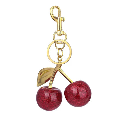 ZAKOL Fashion Red Cherry Keychain Summer Fruits Cherries Pendant Keyring For Women Men Jewelry Bag Accessories Gift