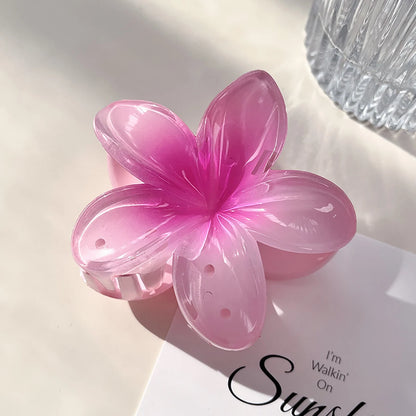 Gradient Frangipani Hair Clip Plumeria Hairpin Ins Style Ponytail Holder Barrette Sweet Shark Claws Party Hair Accessories