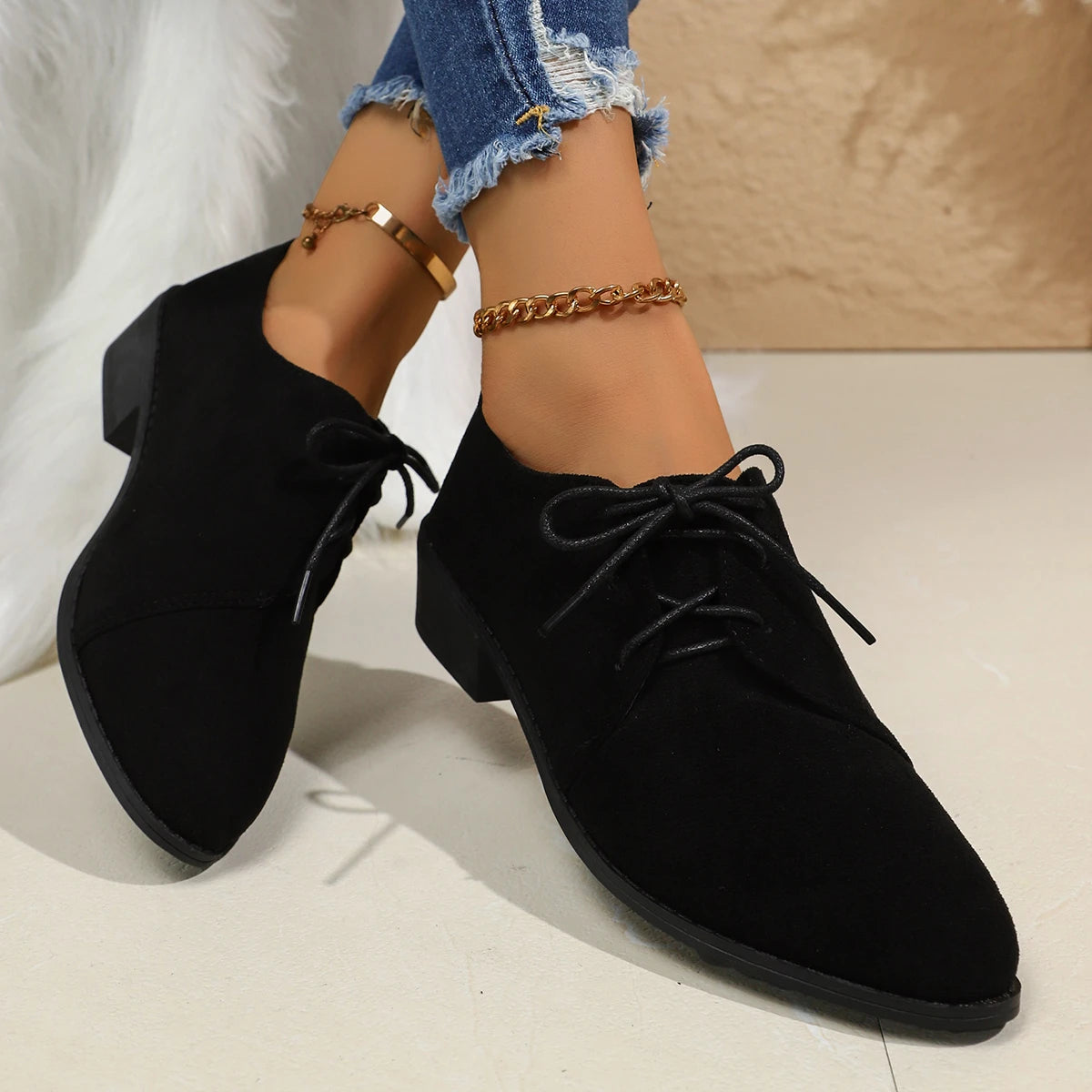 Plus Size Women's Shoes Spring Autumn New Style European Fashion Casual Front Lace Up Platform Shoes Rubber Sole Retro Design
