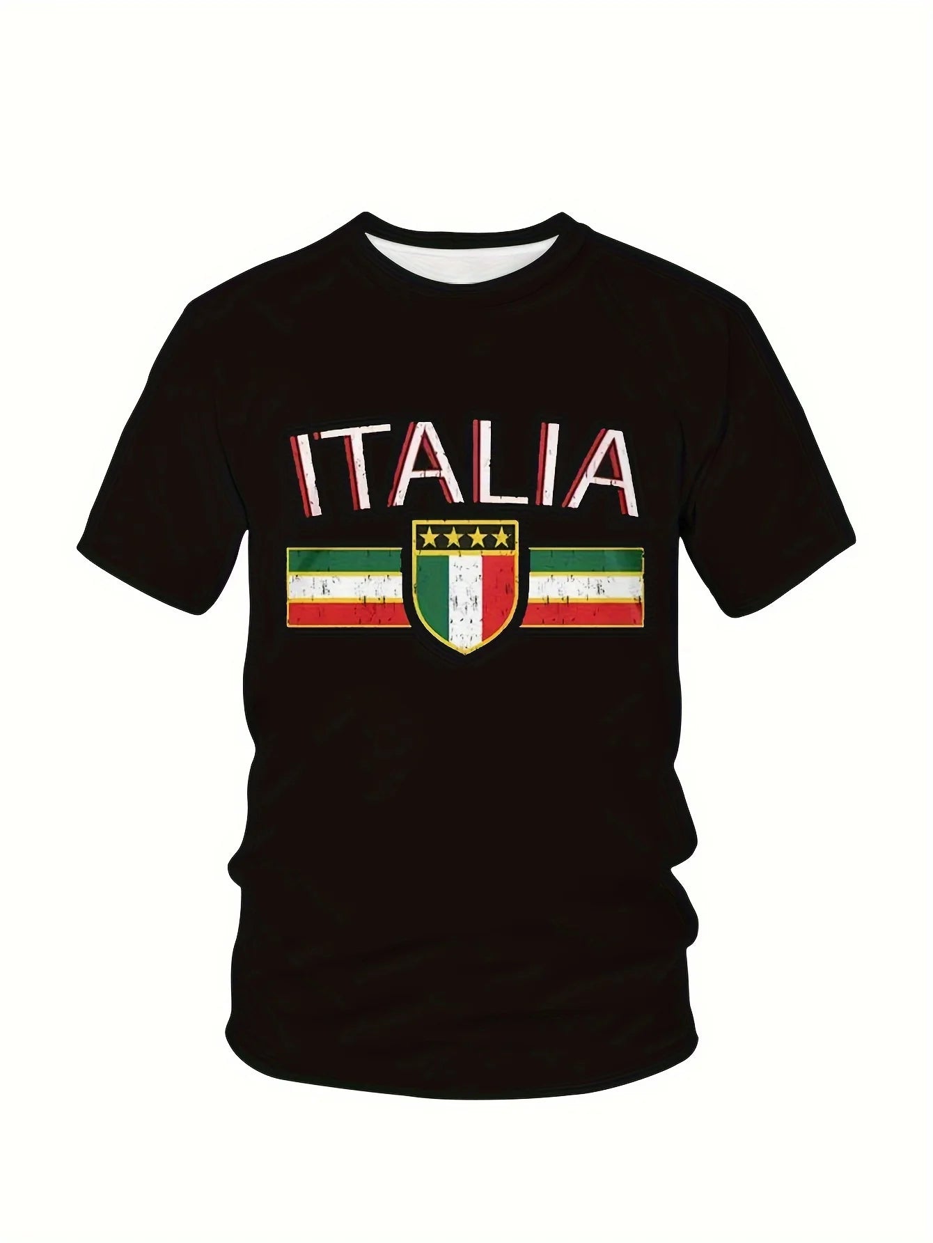 Short Sleeve Men s ITALIA Graphic Print Crew Neck T-shirt for Summer Outdoor