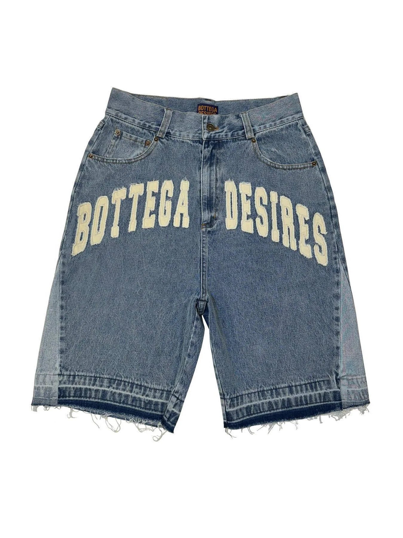 Bottega Desires Trend Men's Fried Street Loose Five-point Pants Fashion Trendy Brand Retro Y2k Letter Denim Shorts Baggy Jeans