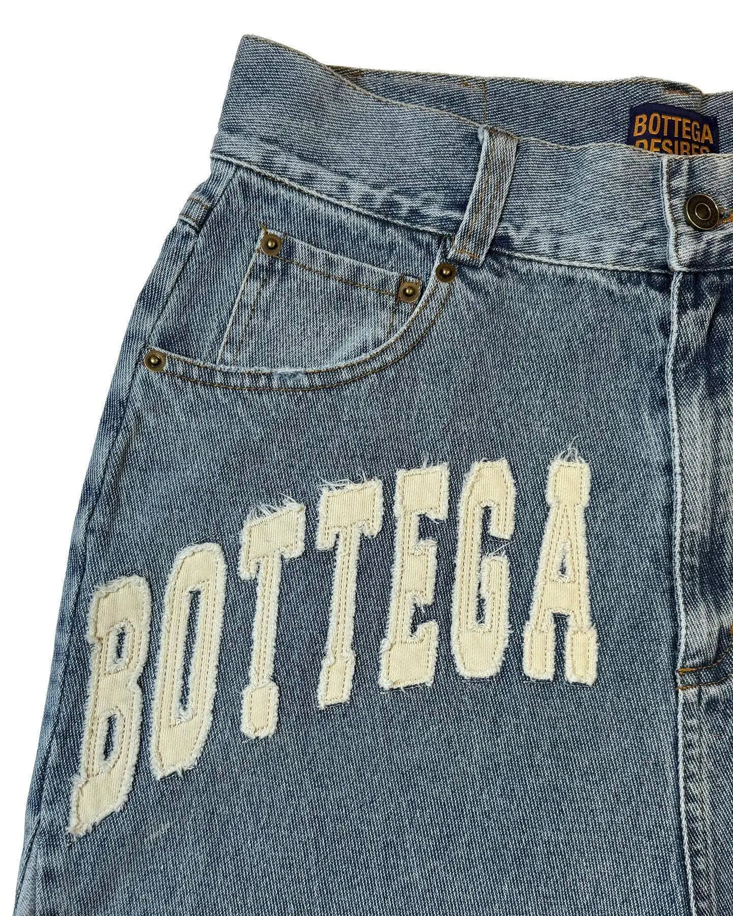 Bottega Desires Trend Men's Fried Street Loose Five-point Pants Fashion Trendy Brand Retro Y2k Letter Denim Shorts Baggy Jeans