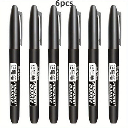 6 Pcs/Set Permanent Art Marker Pen Fine Point Waterproof Ink Thin Nib Crude Nib Black Blue Red Ink 1.5mm Fine Color Marker Pens