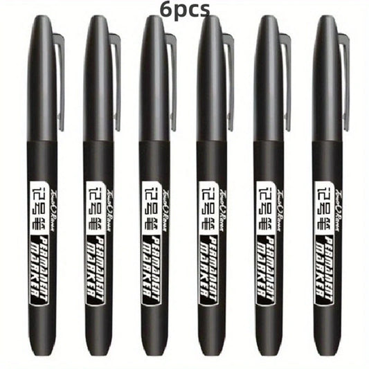 6 Pcs/Set Permanent Art Marker Pen Fine Point Waterproof Ink Thin Nib Crude Nib Black Blue Red Ink 1.5mm Fine Color Marker Pens