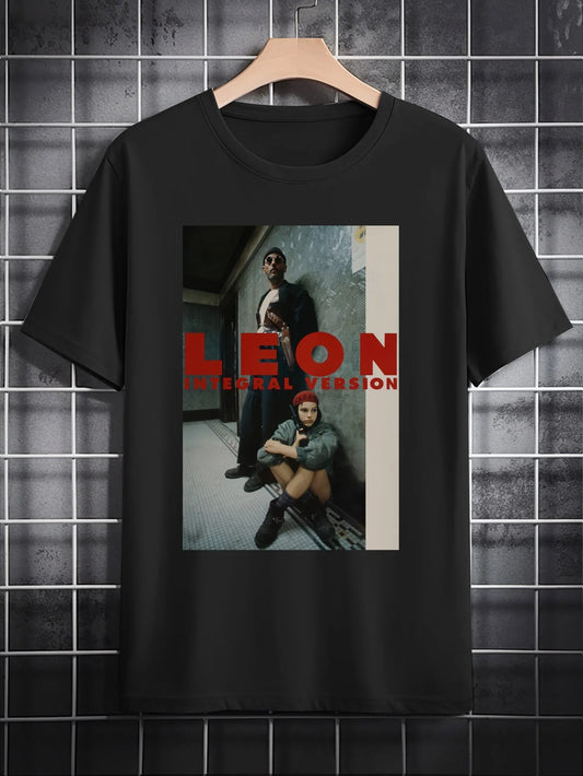 Men'S Casual Crew Neck T-Shirt with Leon 3D Print Graphic, Sleek Black Short Sleeve Tee, Perfect Gift for Men
