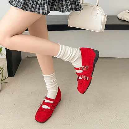New Butterfly-knot Women Mary Jane Shoes Elegant Square Toe Dress Ladies Casual Internal Elevation Ballet Shoes