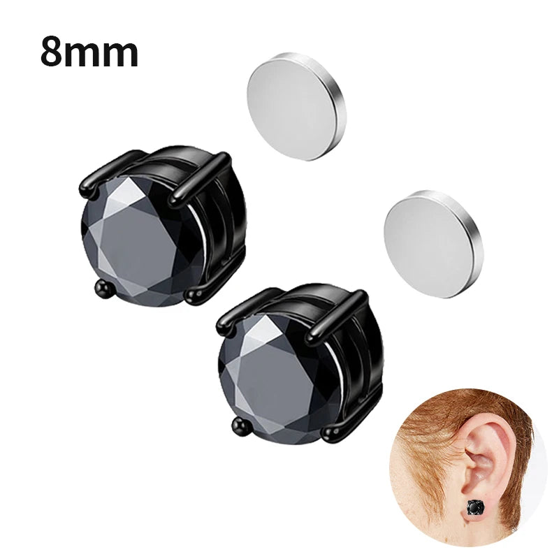 1Pair Fashion Crystal Magnetic Clip Ear Stud Non Piercing Earrings Fake Earring Gift for Men Women Jewelry