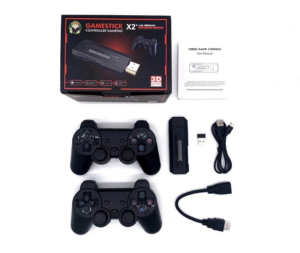 X2 Plus Gamestick 3D Retro Video Game Console 2.4G Wireless Controllers HD 4.3 System 40000 Games 40 Emulators for SEGA/PSP/PS1