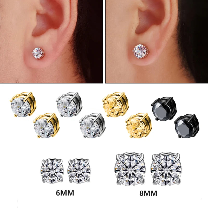 1Pair Fashion Crystal Magnetic Clip Ear Stud Non Piercing Earrings Fake Earring Gift for Men Women Jewelry